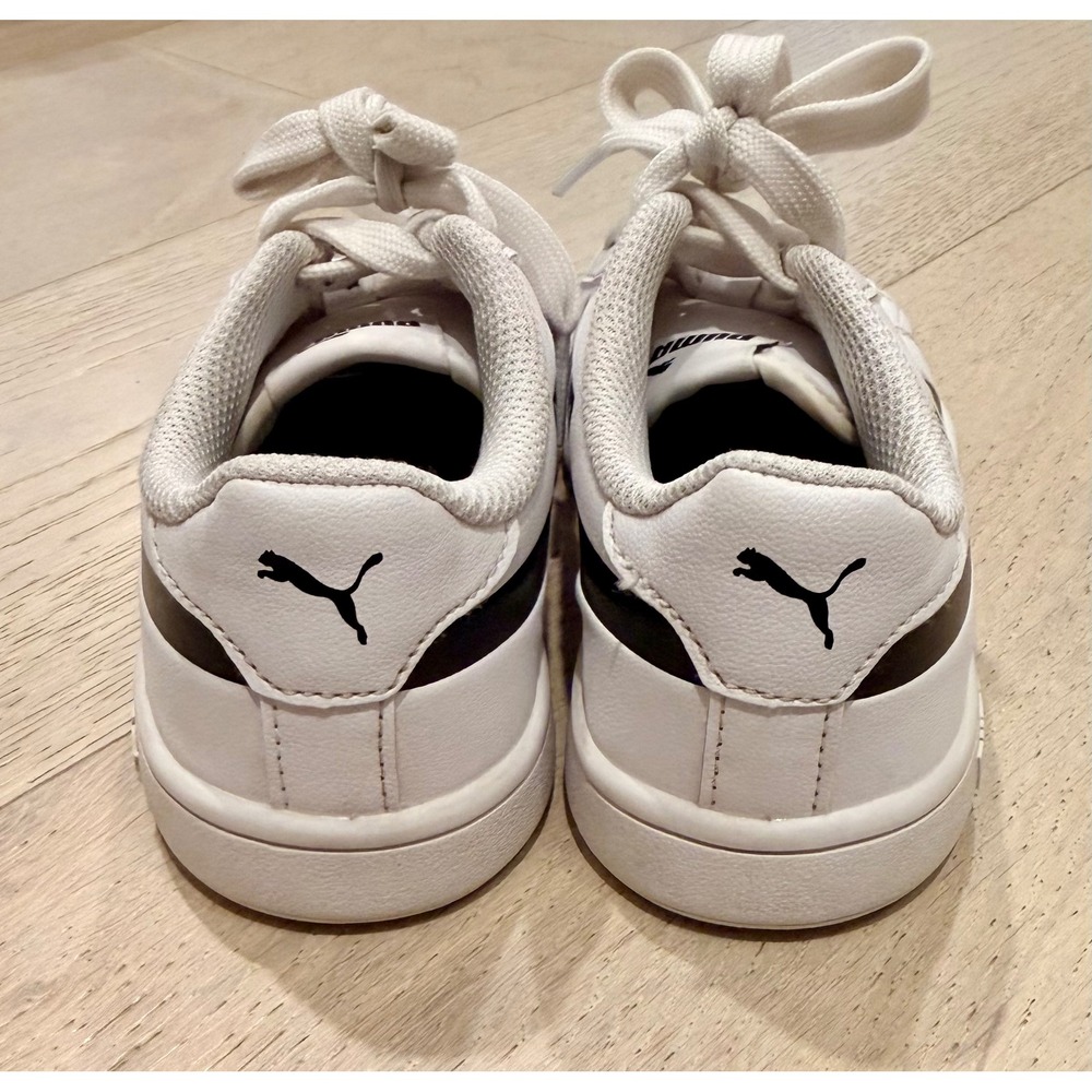 Puma Smash v2 Max Kids Sneakers White Black Low Top Athletic Shoes 373805-02 12C - Picture 4 of 8